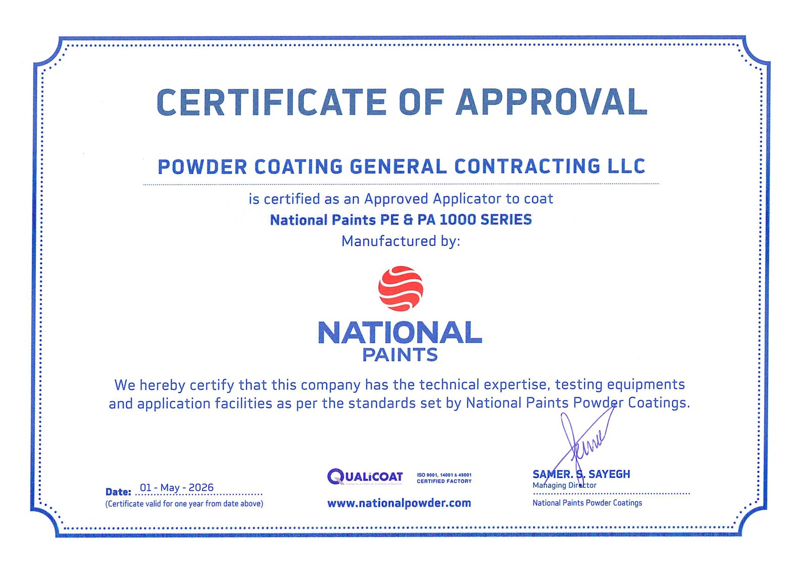 Certified Powder Coating 
 Applicator